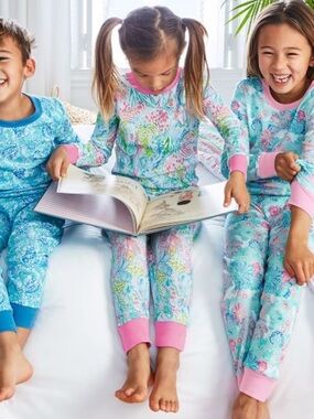Pottery Barn Kids x Lilly Pulitzer Tropical Pajama Set with Pink Trim